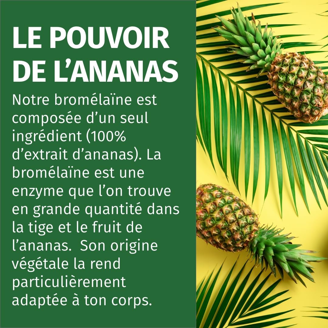 Green Naturals® Bromélaïne – Hautement dosée : 750 mg (5 000 GDU/g) d’extrait naturel d’ananas – Gélules gastro-résistantes (DR Caps) – Vegan & testée en laboratoire – 150 gélules (5 mois)