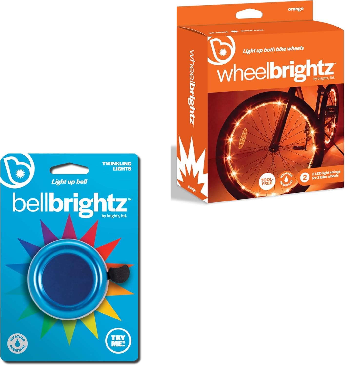 Brightz BellBrightz LED Light Up Bike Bell & WheelBrightz LED Bike Wheel Lights Bundle - Fun, Colorful, and Safe Bicycle Accessories for Kids and Adults - Easy to Install, Durable, & Weather-Resistant