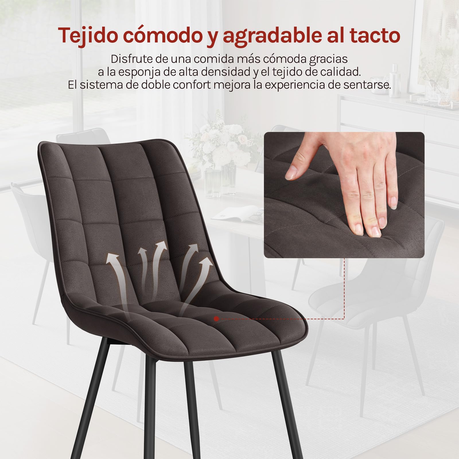 WOLTU Juego de 2 Sillas ComedorTela Tecnológica Vintage,Gris Oscuro