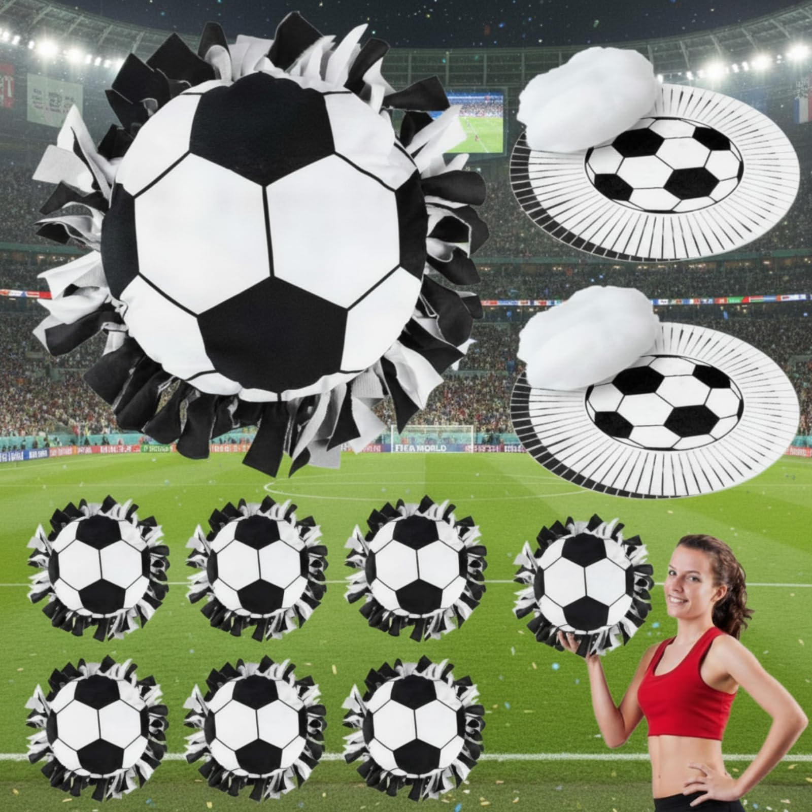 Weysat 6 Sets Soccer Fleece Tied Pillow Craft Kit DIY No Sew Soccer Pillow Gifts with PP Cotton for World 2026 Sports Theme Party Game Day Room Decor World Fans Gifts