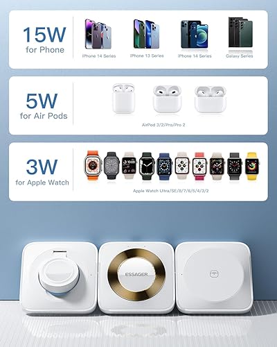 Miniatura 4 de Estación de carga inalámbrica 3 en 1 magnética desmontable, cargador magnético inalámbrico para Apple, compatible con iPhone 15141312, Airpods