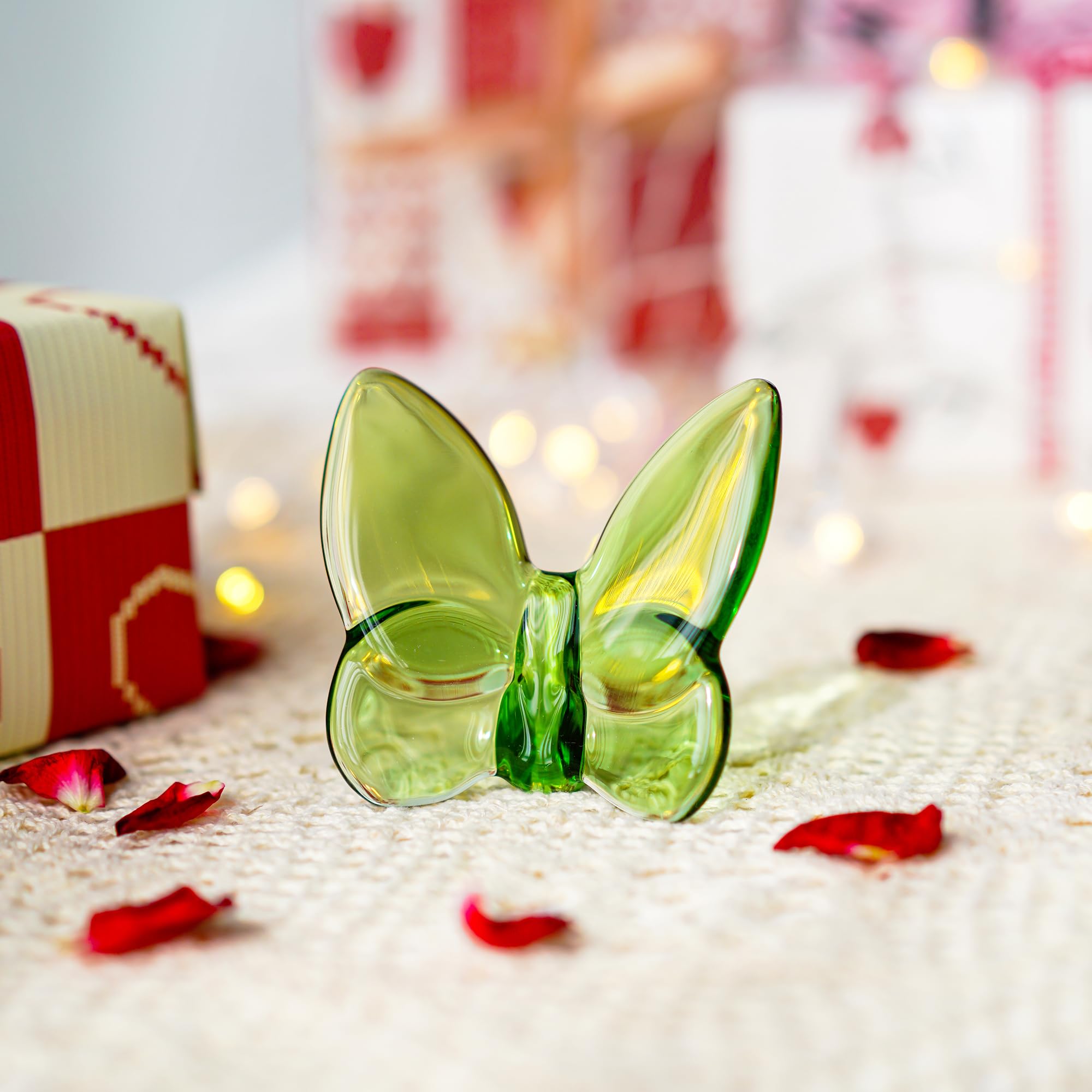 kanpura 3" Crystal Butterfly Figurine,Green Glass Butterfly Statue,Crystal Animal Collectible Figurine for Christmas Home Decor - Image 3