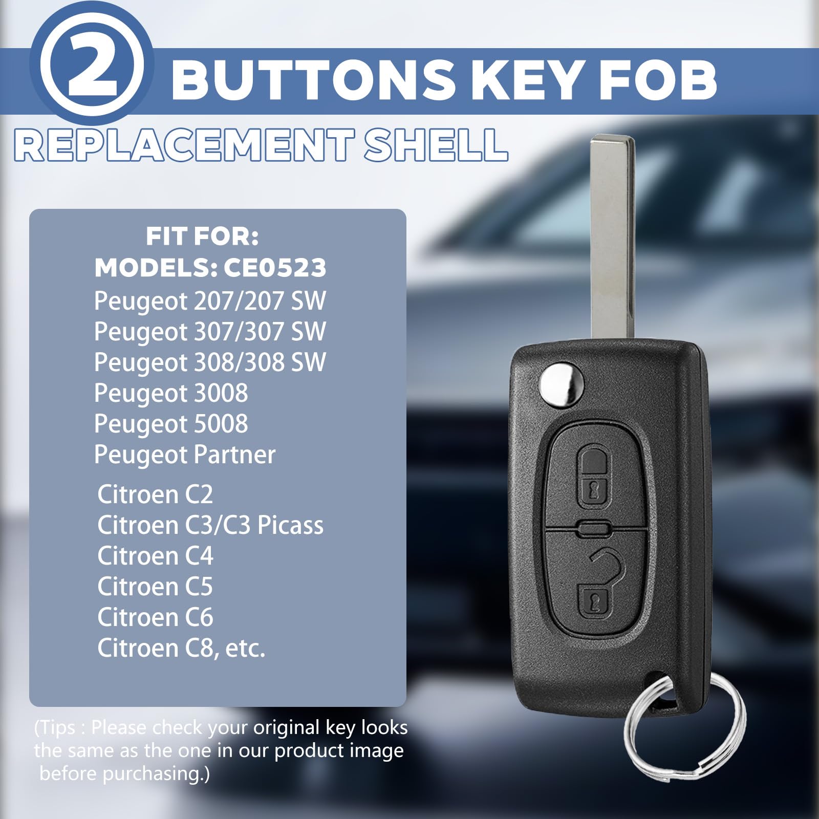 Llave Funda Peugeot 207 307 308 407 Ce0536 | Cuotas sin interés