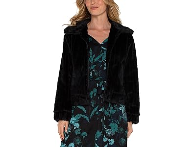 Liverpool Los Angeles Zip Up Fur Jacket Striped Faux Fur Women