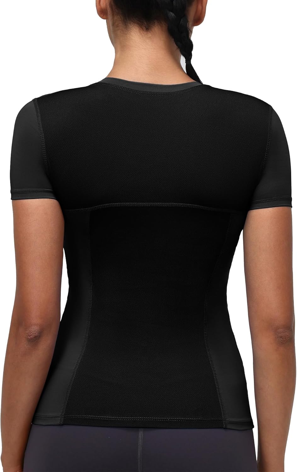 3 Pack Short Sleeve Workout Compression Shirts for Women Yoga Running Tops Mesh Splicing Breathable Sport Athletic Shirts - Image 2