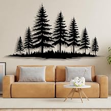 lunwall Metal Pine Tree Wall Art, Metal Forest Wall Art, Pine Branch Wall Decor, Christmas Tree Wall Decor, Forest Wall Hanging, Nature Lover Gift Style 2, 41" W x 23" H / 105 x 59 cm