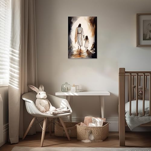 Vista 60 de Arte de pared de Jesús y el niño, póster minimalista bohemio cristiano, lienzo para pared, imagen abstracta de Jesús, arte cristiano religioso Jesús