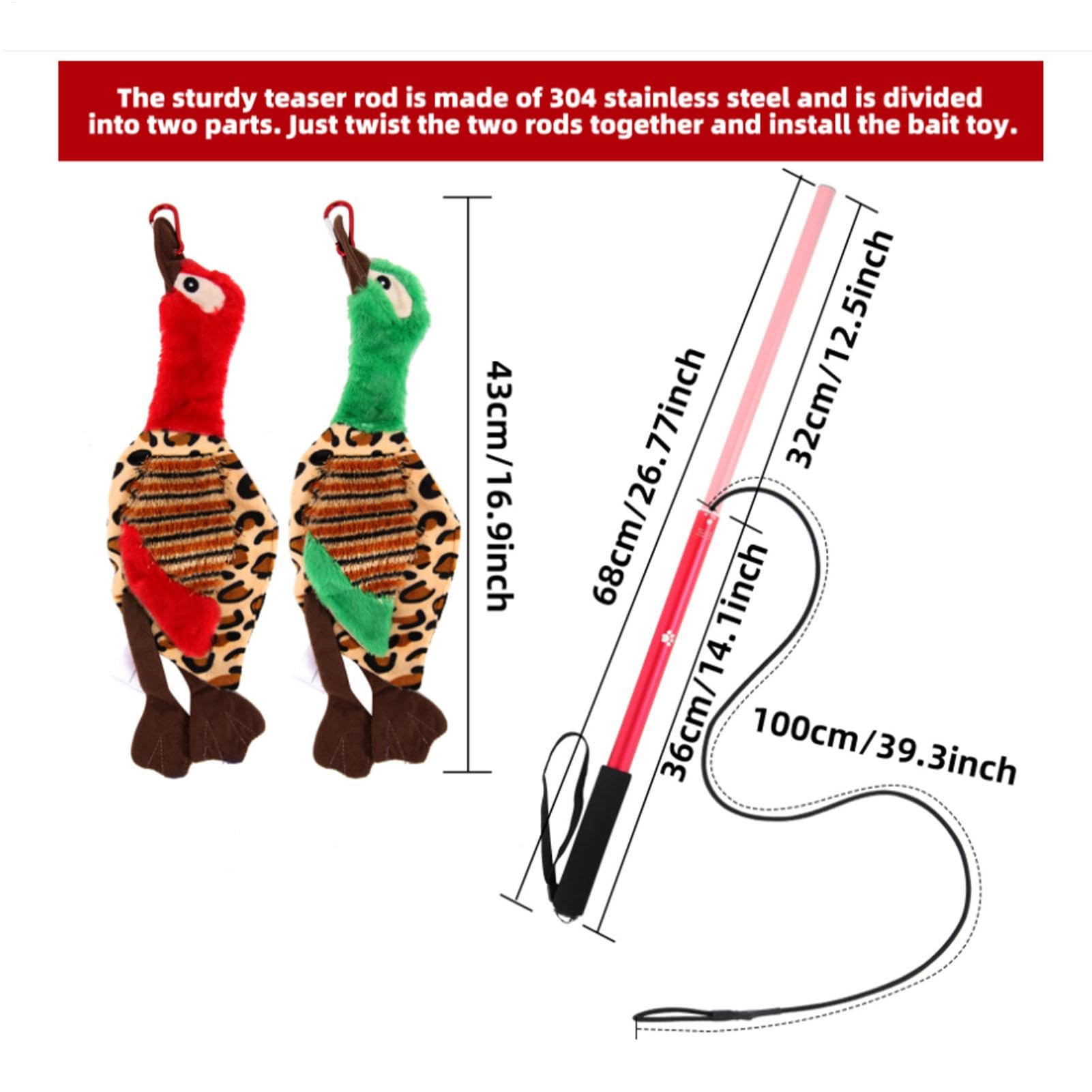 Flirt Pole for Dogs - Cat Fishing Pole Toy | Cat Wand Toy | Interactive Flirt Pole Toy | Puppy Wand Rope to and Tug of War | Durable Teaser Wand with Nylon Rope Tether Lure Toy for Dogs