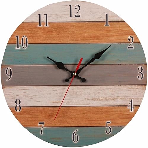 Miniatura 2 de 12 Inches Round Wood Wall Clock Silent Non Ticking Quality Quartz Battery Operated Wall Clocks for Office Kitchen Bedroom Classroom&Living Room(12")