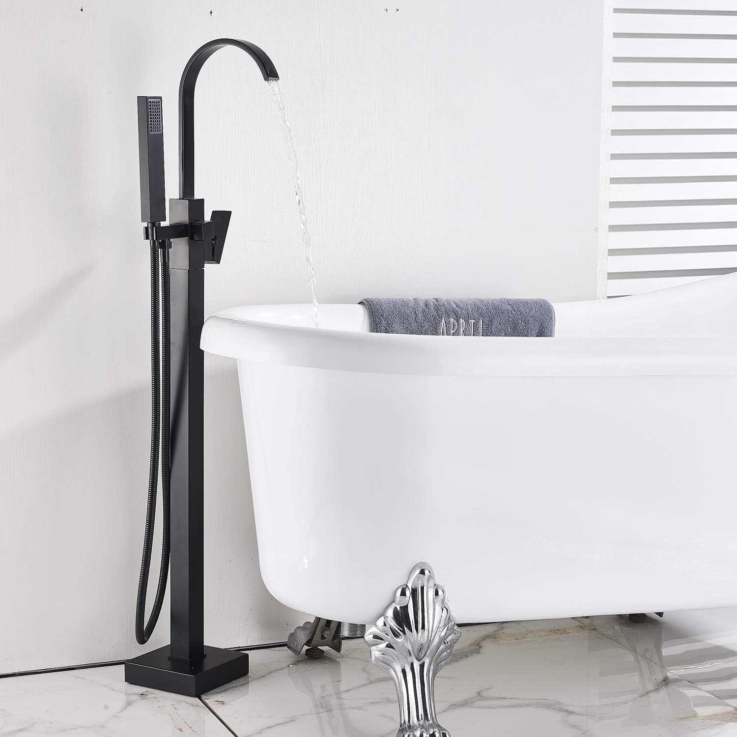 🛒 Flаѕh Sаlе Rozin Freestanding Tub Faucet Bathtub Filler Black Floor Mounted Faucets Fillers with Hand Shower Wееklу Tор Sаlе Rozin Freestanding Tub Faucet Bathtub Filler Black Floor Mounted Faucets Fillers with Hand Shower
