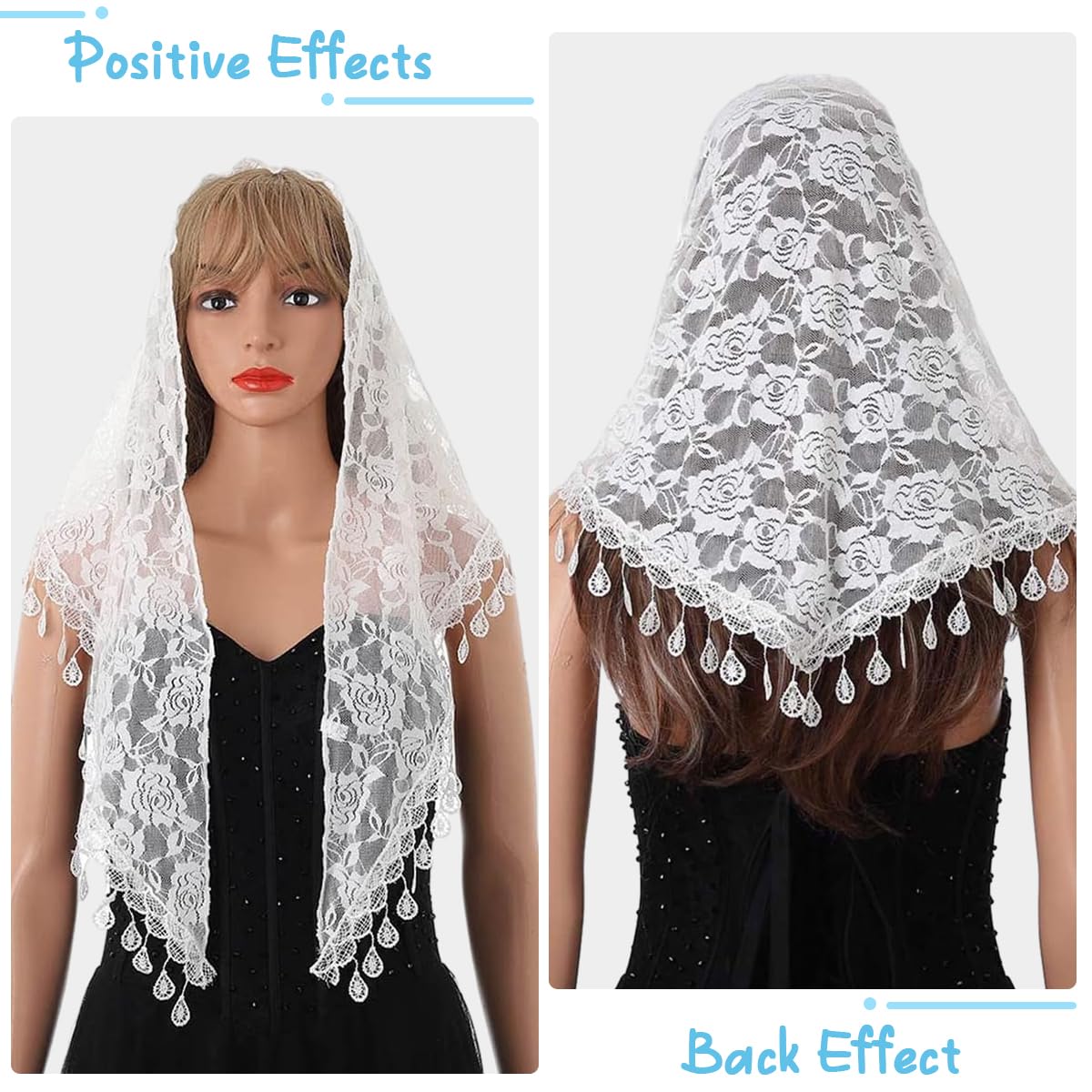 PALAY White Scarf for Women, Church Veil Lace Mantilla Head Covering 2