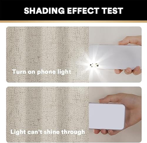 Miniatura 161 de PrinceDeco Cortinas opacas 100% para dormitorio, cortina de lino para puerta corrediza de cristal, cortinas opacas extra anchas con ojales Arena