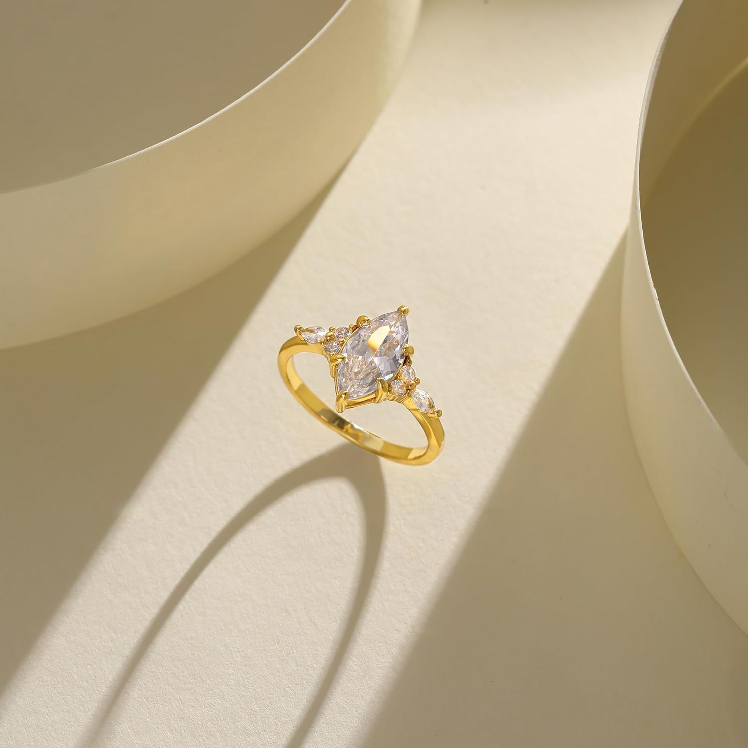 Promise Rings for Her Dainty Marquise Engagement Ring 18K Gold/Wihte Gold Plated Ring Non Tarnish Gifts for Women Size 4-12 - Image 5