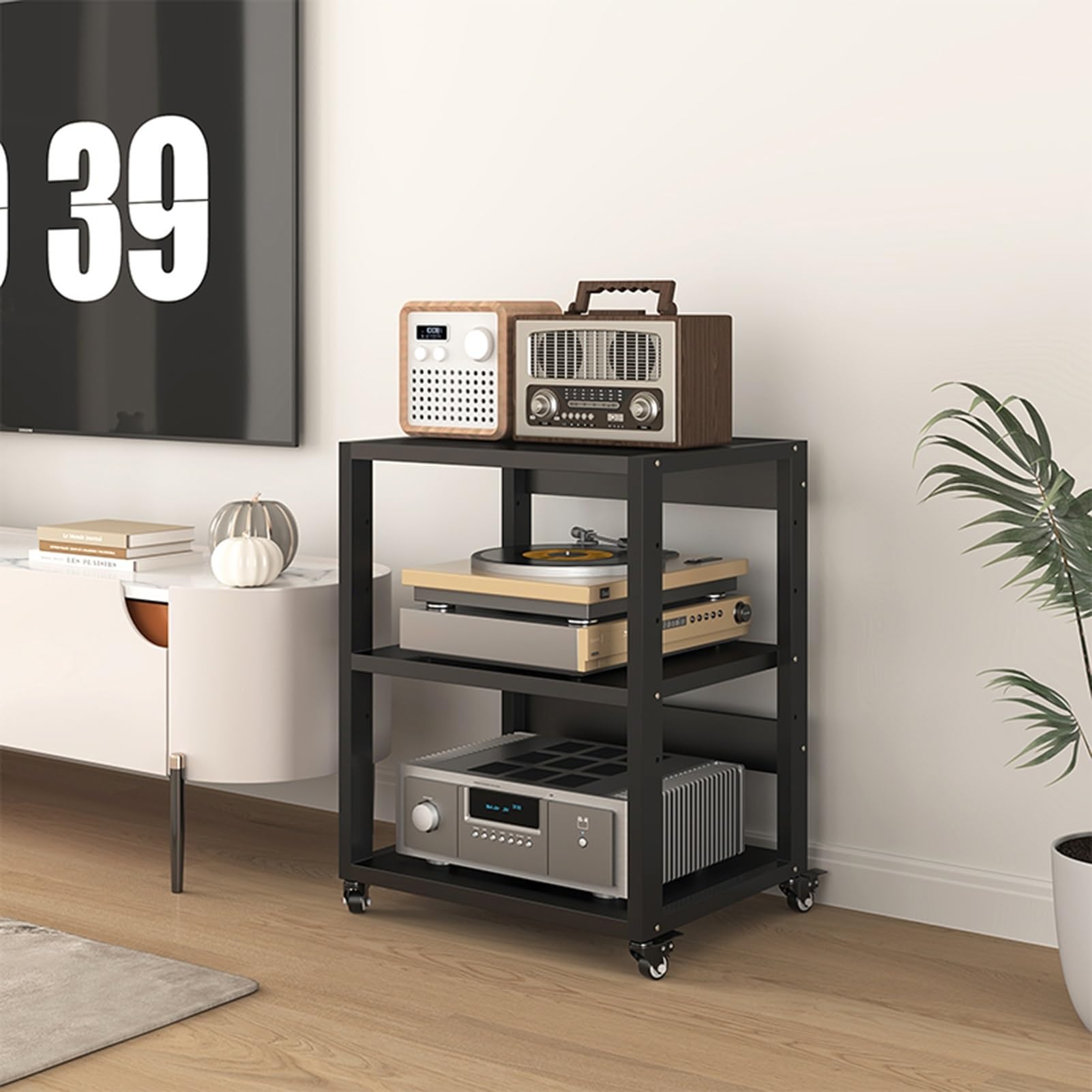 Support audio/vidéo en étagère ouverte de haute stabilité pour meuble d'amplificateur