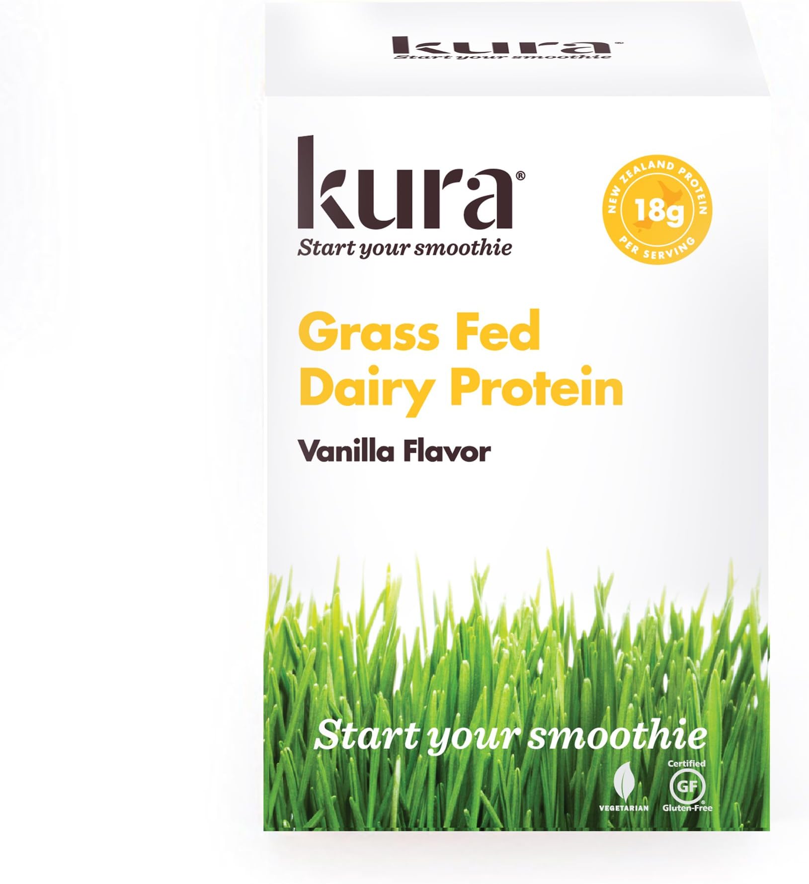 Kura Grass Fed Dairy Protein Powder, Vanilla, New Zealand Born, 10 Count Single-Serve Travel Packets