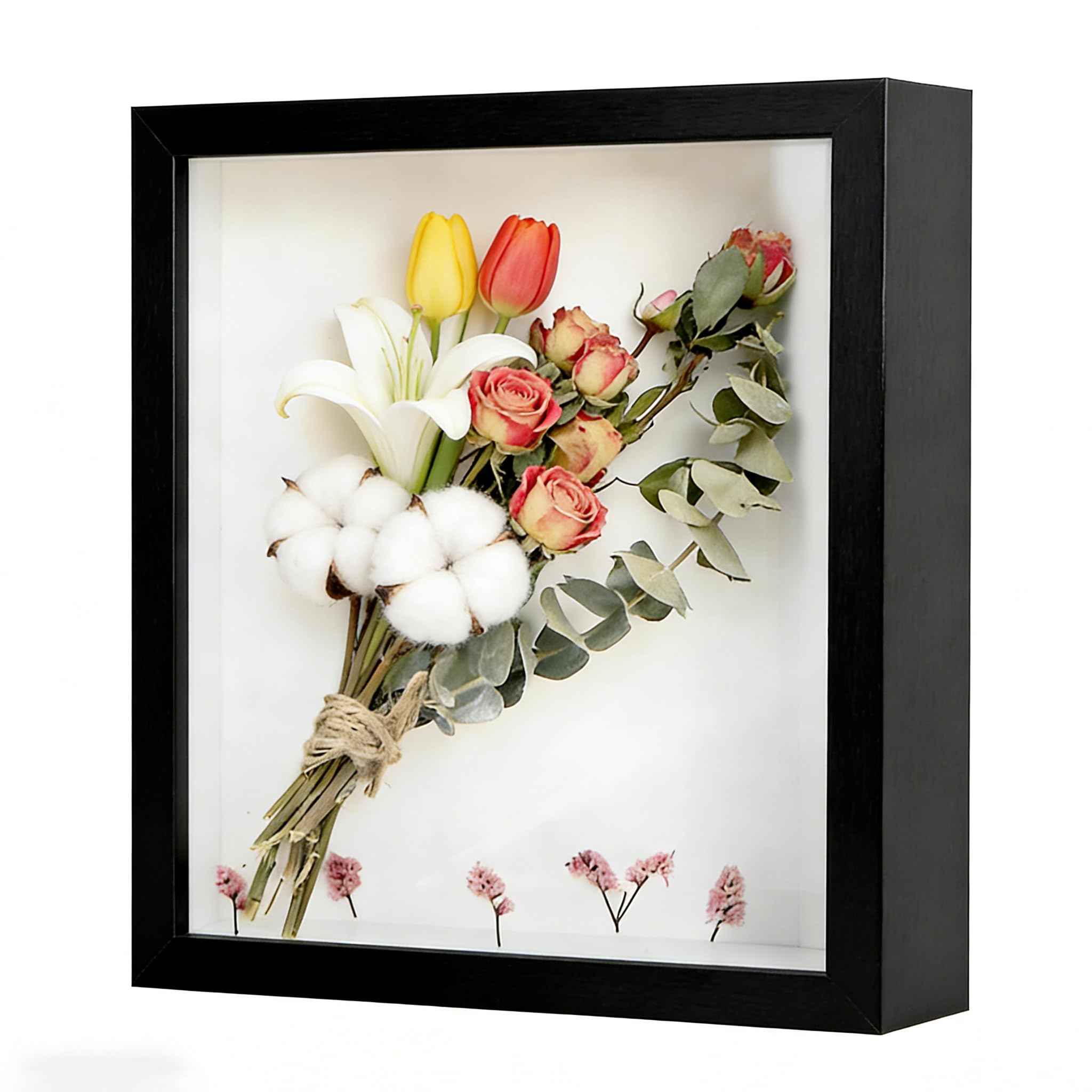 3D Shadow Box Frame（8x8 Inch), 3cm Deep Display Case for Photos, Medals, Tickets & Memorabilia - Wall Mount or Tabletop Box Frame(21.5*21.5cm-Black)