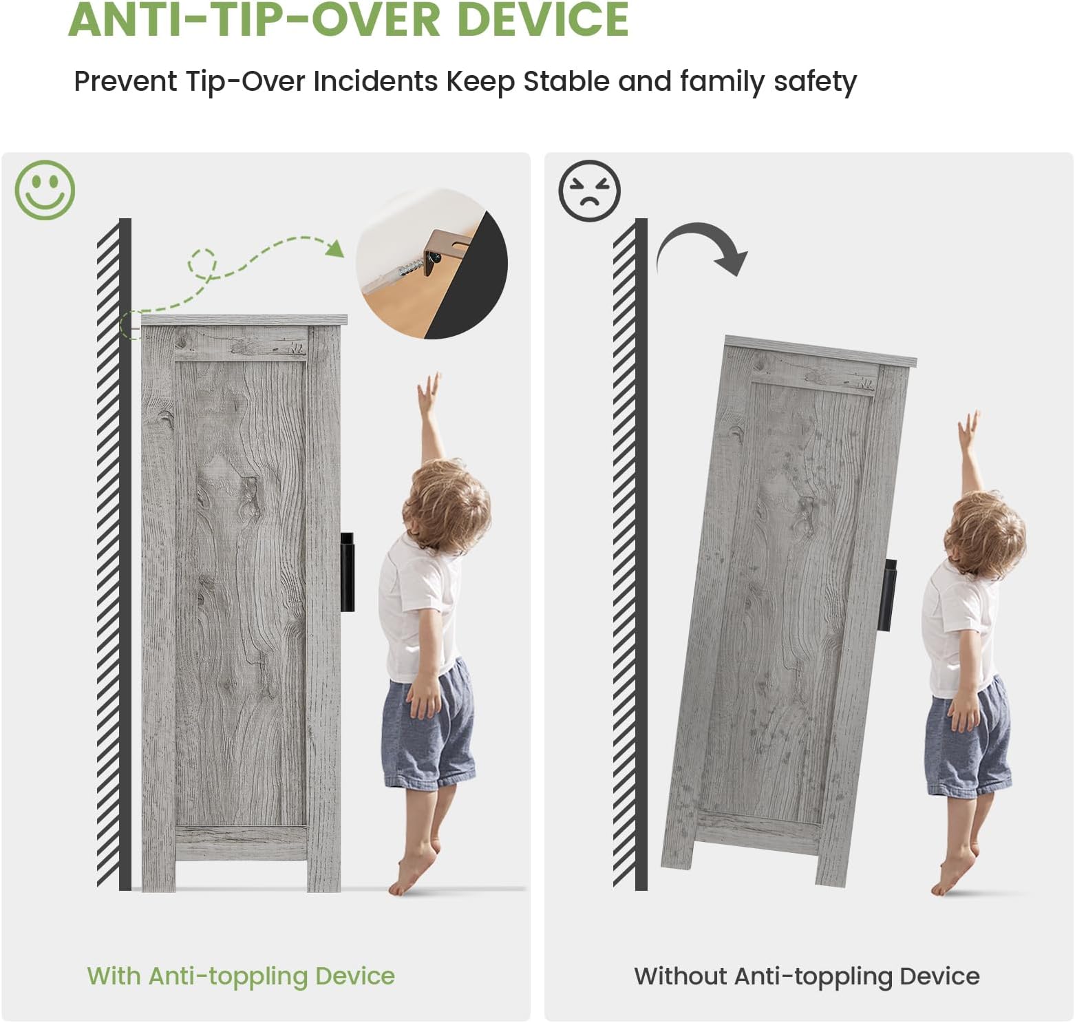 Iwell Storage Cabinet, Sideboard Buffet Cabinet with 2 Doors and 4 Storage Shelves, Floor Cabinet, Bathroom Cabinet for Living Room, Dinning Room, Entryway, Grey