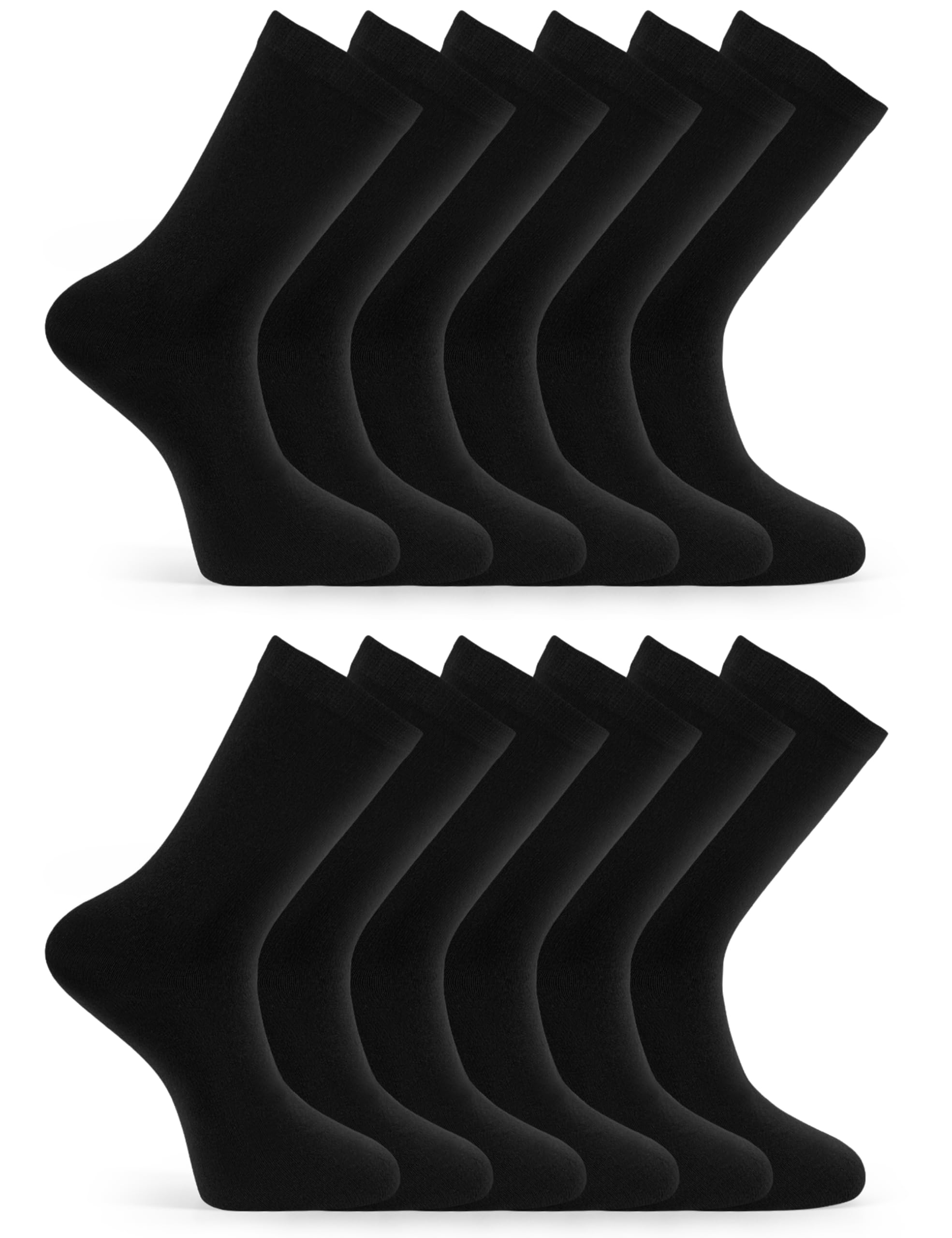 Basic Treasure 12 Paar Socken, Schwarze Socken Herren 43-46, soft Baumwolle, Socks Herren 43-46 für Business, Sport und Alltag