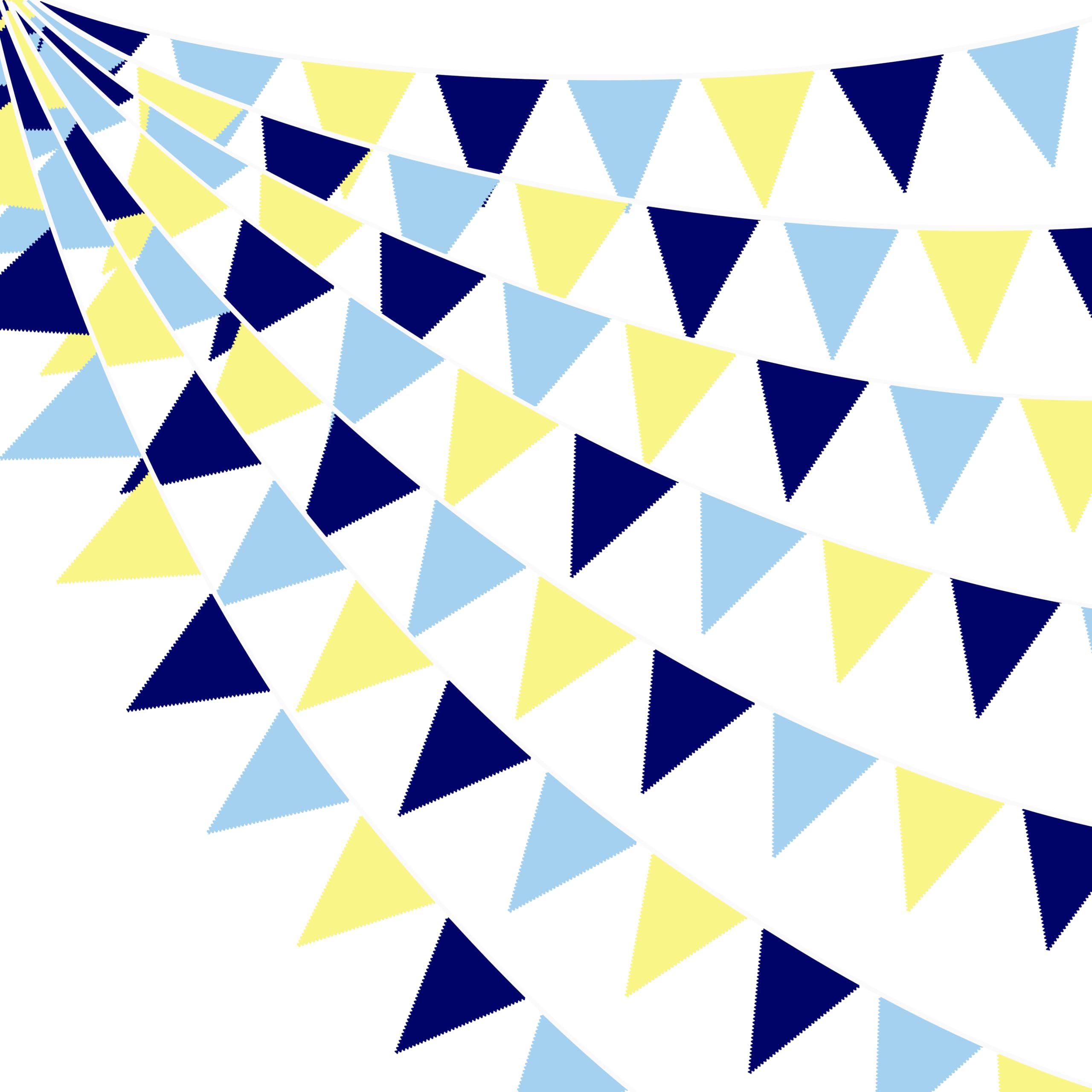 32Ft Blue Yellow Bunting Banner Party Decorations Navy Blue Yellow Fabric Triangle Flag Pennant Garland Streamer for Capri Lemon Birthday Wedding Nautical Baby Shower Graduation Mediterranean Party