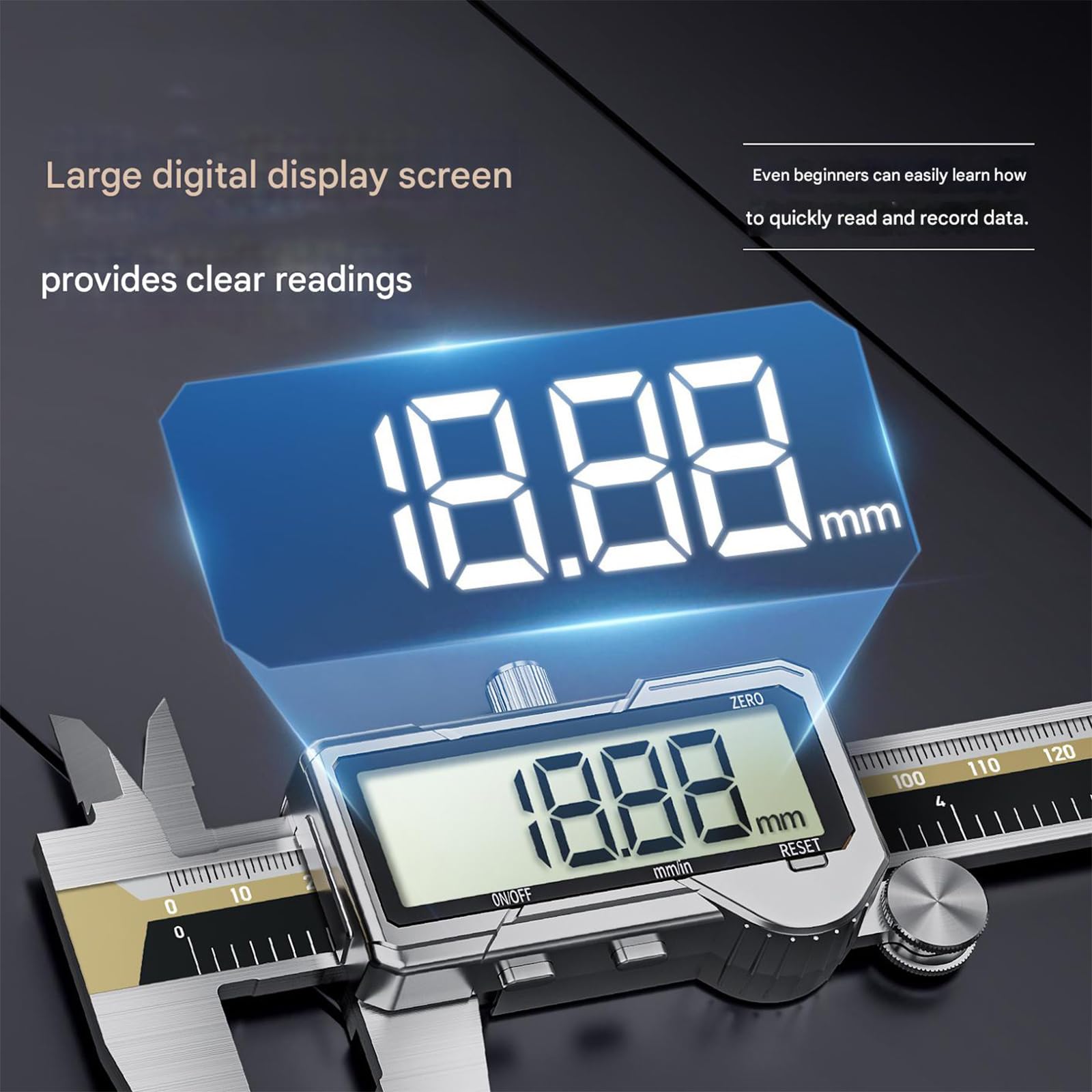 Calibrador digital de 150 mm con pantalla LCD, recargable, carga USB, multiusos, para mediciones precisas, herramienta profesional de medición exterior