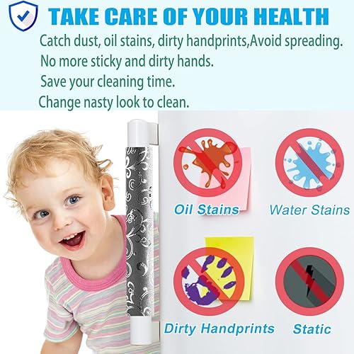 Miniatura 6 de Juego de 6 fundas lavables para manijas de refrigerador, decoración de tela de flores doradas claras, mantiene el electrodoméstico de cocina limpio