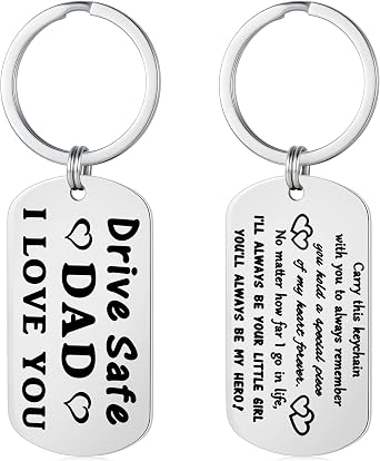 Fathers Day Gifts Keychain from Daughter Son - Stainless Steel Keychain Remember I Love You Father Day Gift for Dad