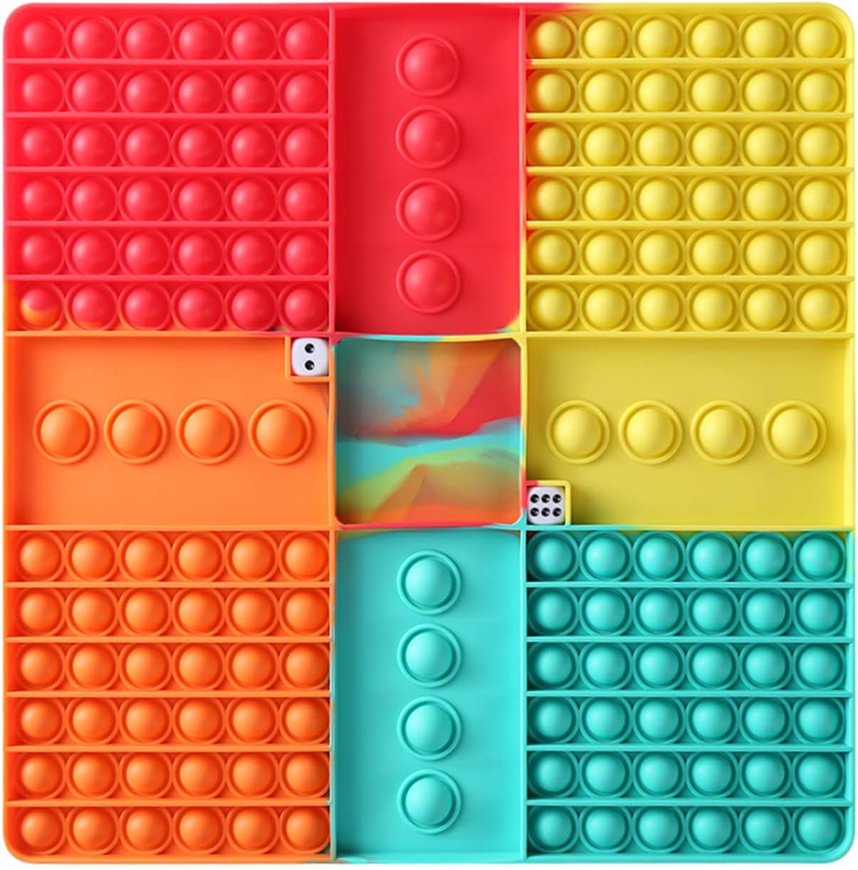 Big Size Push Pop Game Fidget Toys,4 Players Battle Jumbo Pop Toys Rainbow Bubbles,Fidget Game Sensory Toys for Parent-Child Time Relieve Stress Fidget Toy to Play with Friends(4 Players Battle)