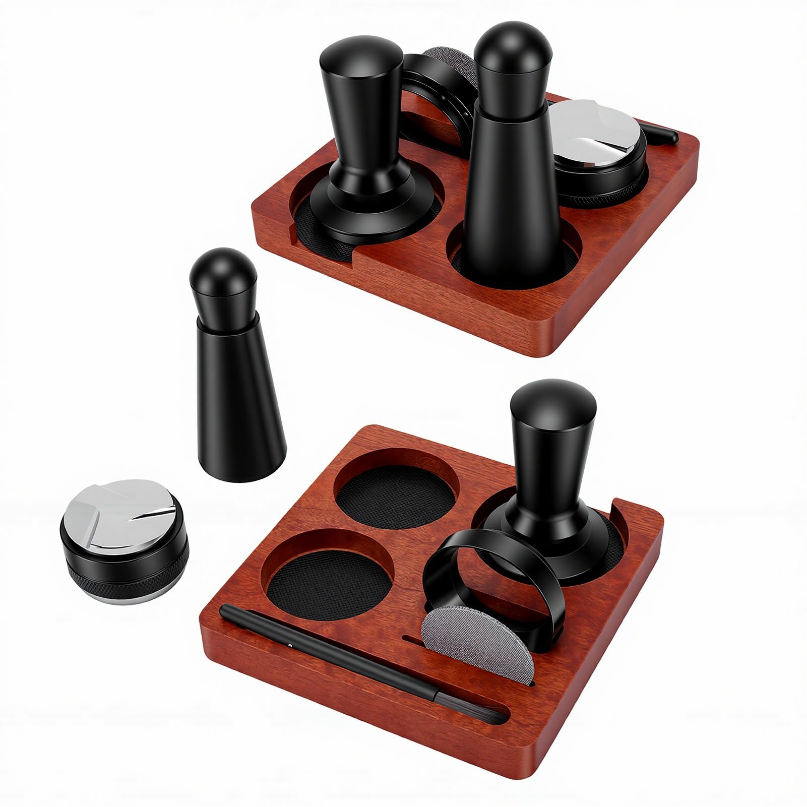 Topiky Kaffeemaschinen-Zubehörset, Kaffee-Tamperstation mit 51-mm-Tamper, Nadel-Kaffeeverteiler, Dosiertrichter, Puck-Sieb, Kaffeewerkzeuge für Siebträger