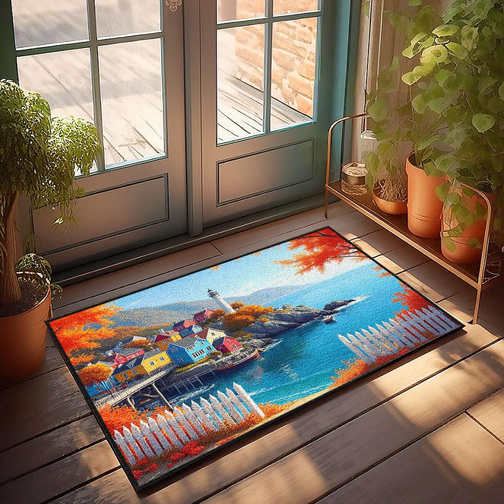 Tapis de porte d'entrée extérieur anti-poussière grand format décor océan