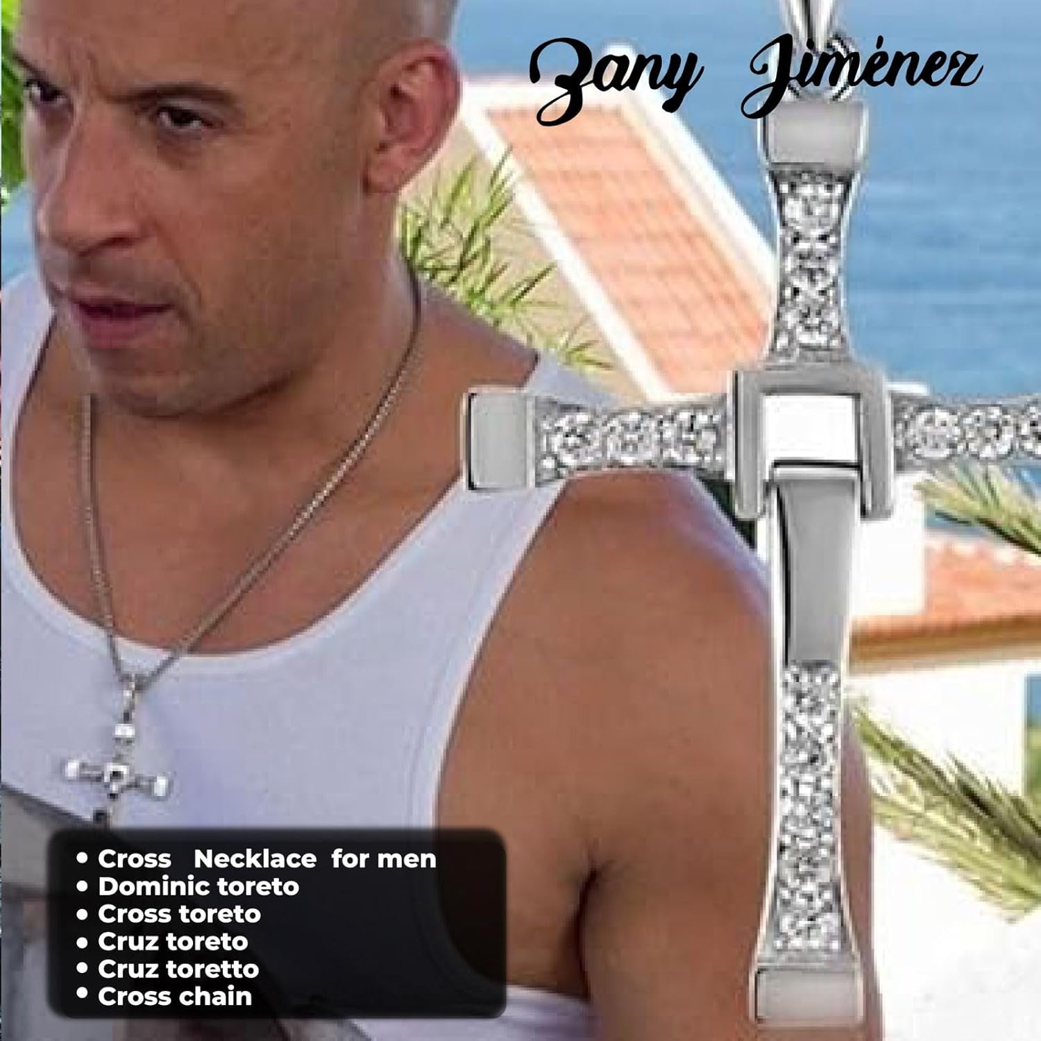 Silver Cross Necklaces for Men, Stainless Steel Cross Necklace for Men & Women with Long Chain, Cross Chain for Men with Small Diamonds (Silver), Ozzy Osbourne Cross Necklace, Dominic Toretto Necklace - Image 9