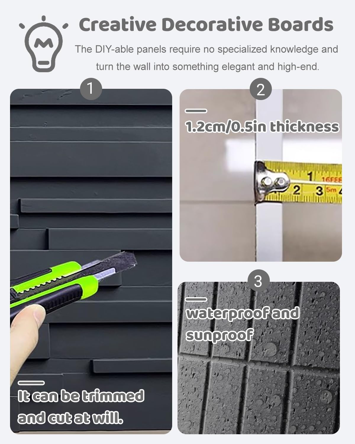 Pannelli Decorativi per Pareti Pannelli Murali 3D Effetto Pietra, Parete con Sfondo TV, Rivestimento da 120 cm, Pannello di Rivestimento per Doccia Esterna del Bagno(5 Pack)