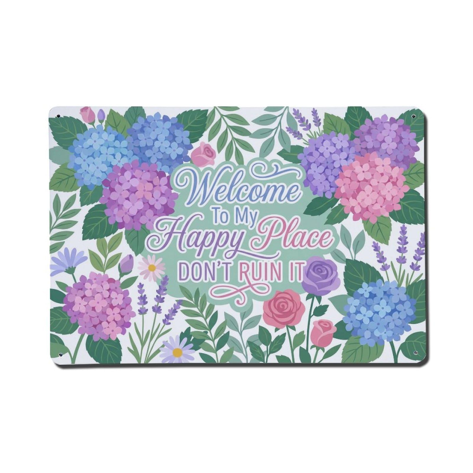 Hydrangea Garden Porch Humor Metal Tin Sign Plaque Wall Decor for Cafe, Club Bar, Office, Home Garden Metal Poster 8x12Inch