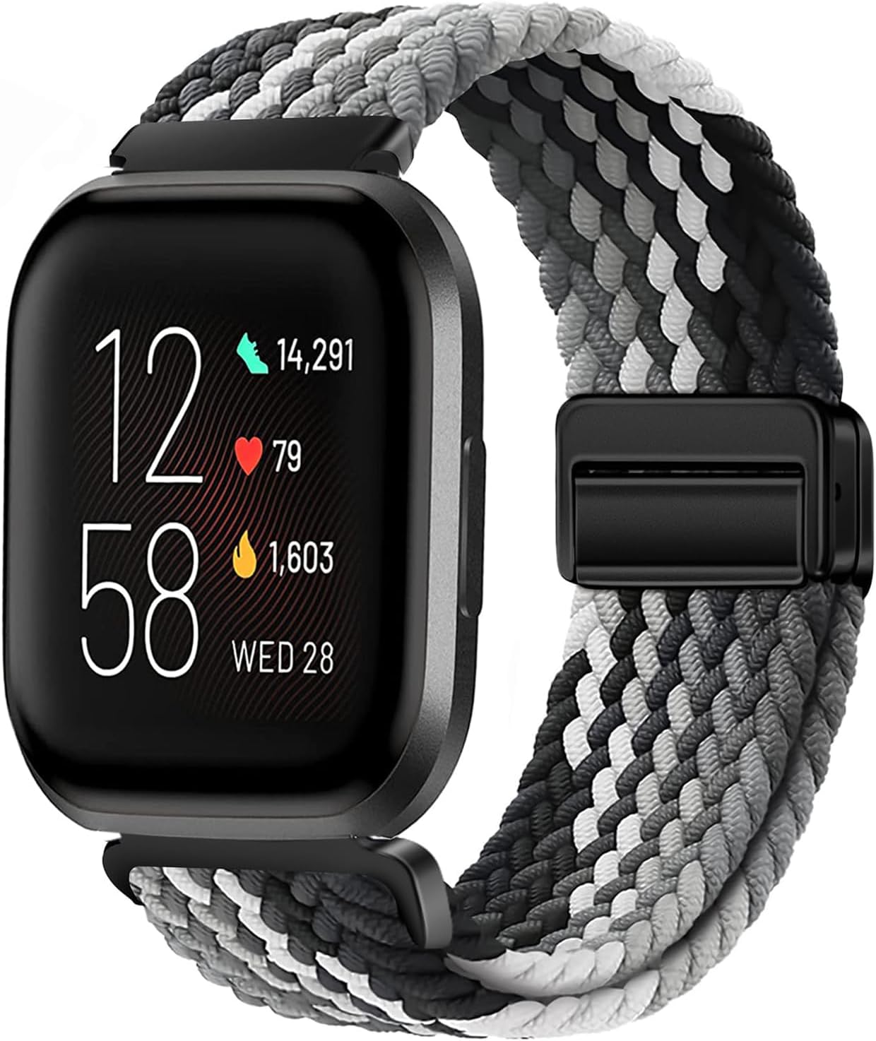 Bracelet Tressé Nylon Pour Fitbit Versa 2/Versa/Versa Lite/SE – Fermoir Magnétique – Lavable