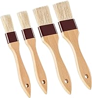 Boao 4-Pack Natural Boar Bristle Pastry Brushes with Beech Handles - 1" & 1.5" Basting BBQ Brushes for Baking, Glazing, Grilling