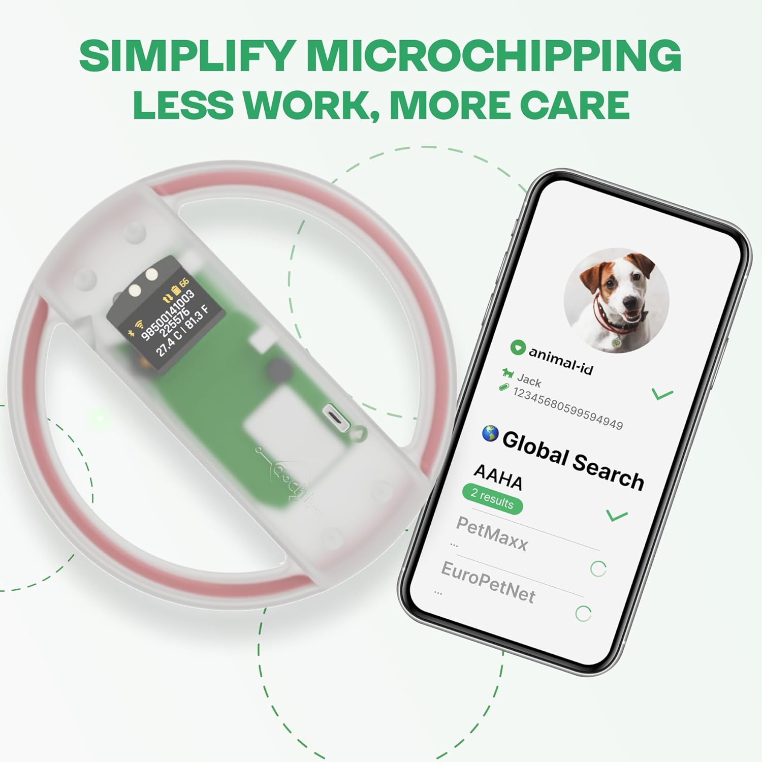 Microchip Scanner - RFID Reader - Chip Pet Scanners with Registration and Temperature Monitoring Seamless Animal ID Integration for Animals, Dogs, Cats, Puppy, Kitten (Display)
