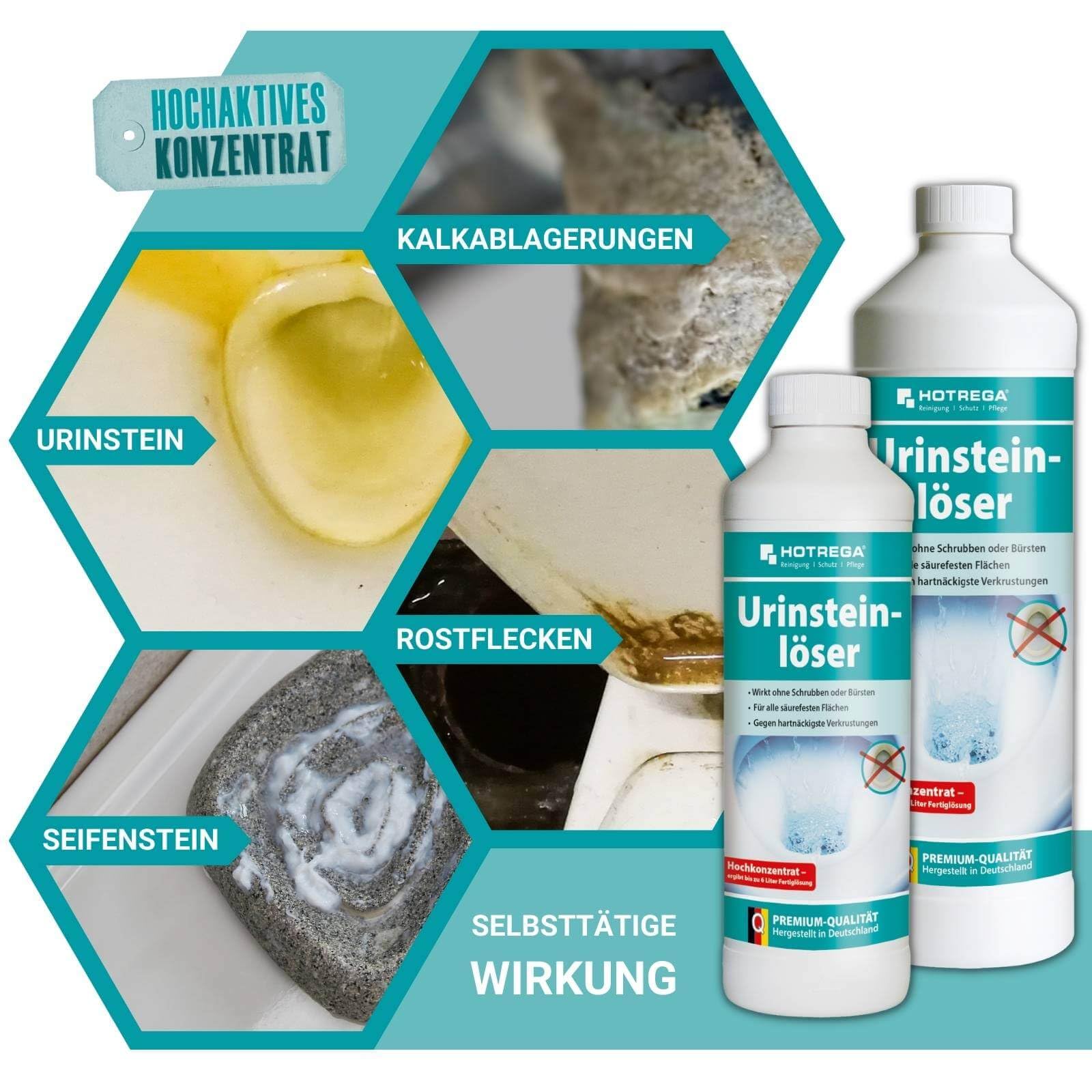 HOTREGA Urinsteinlöser Konzentrat 4x 1L | Starker Urinsteinentferner &