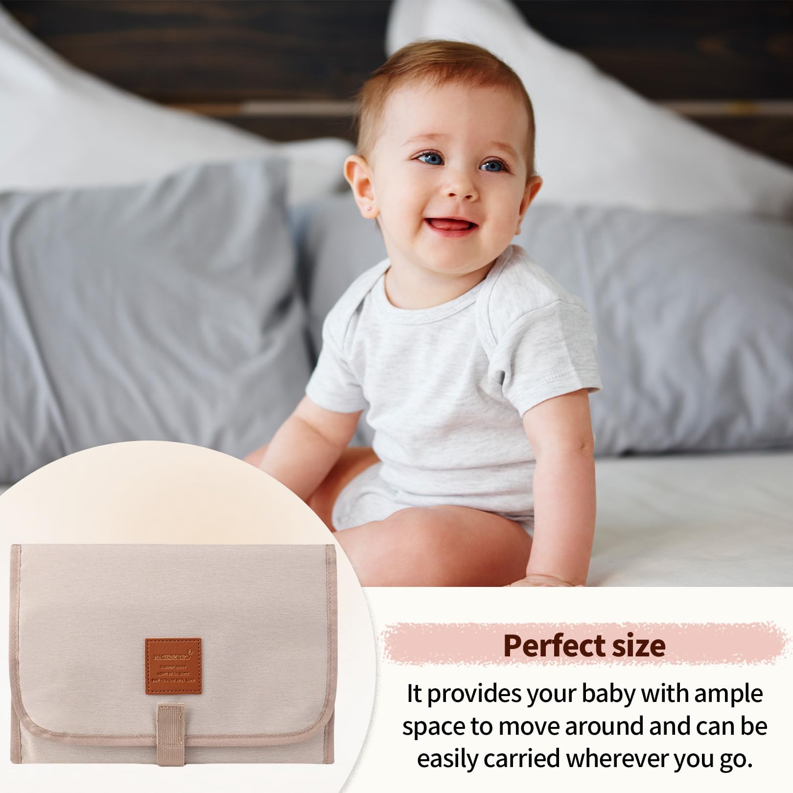 Portable Baby Changing Mat Travel,Babys Changing Mats Foldable,Lightweight,Foldables Nappy Change Cushion,Waterproof and Compact Nappy Mat,Home Outside Baby Clean Mats(Ivory-White) - Image 4