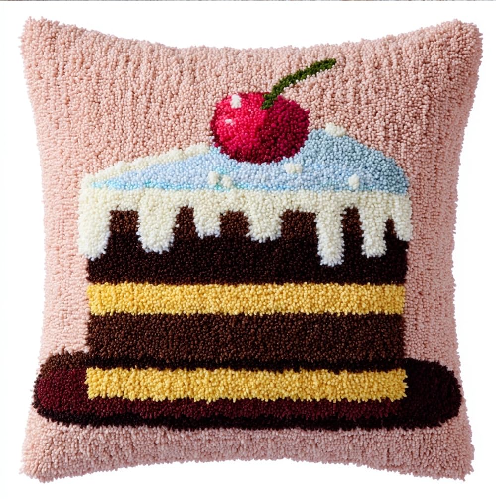Taxpy Latch Hook Kits Pillow Cake 17X17In