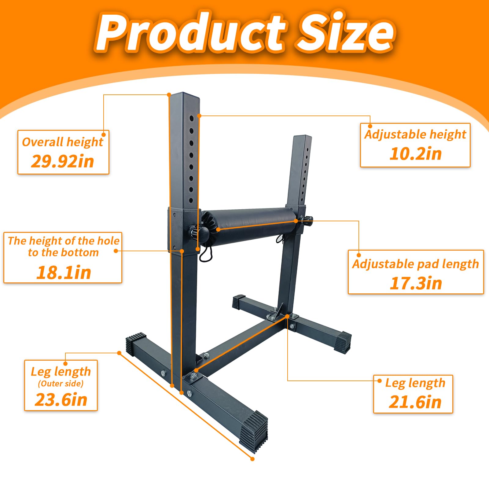 Bulgarian Split Squat Stand with Adjustable Roller - 11 Height Settings for Single Leg Squats, Lunges, Home Gym Workouts Strength Training