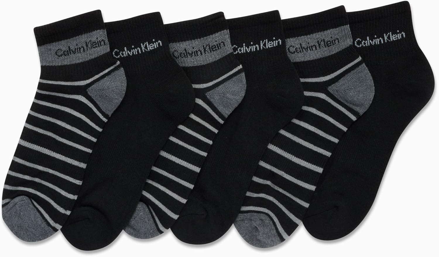 Calvin Klein Mens Quarter Socks - 6 Pack Performance Cushioned High Quarter Cut Athletic Socks for Men With Arch Support - Image 3