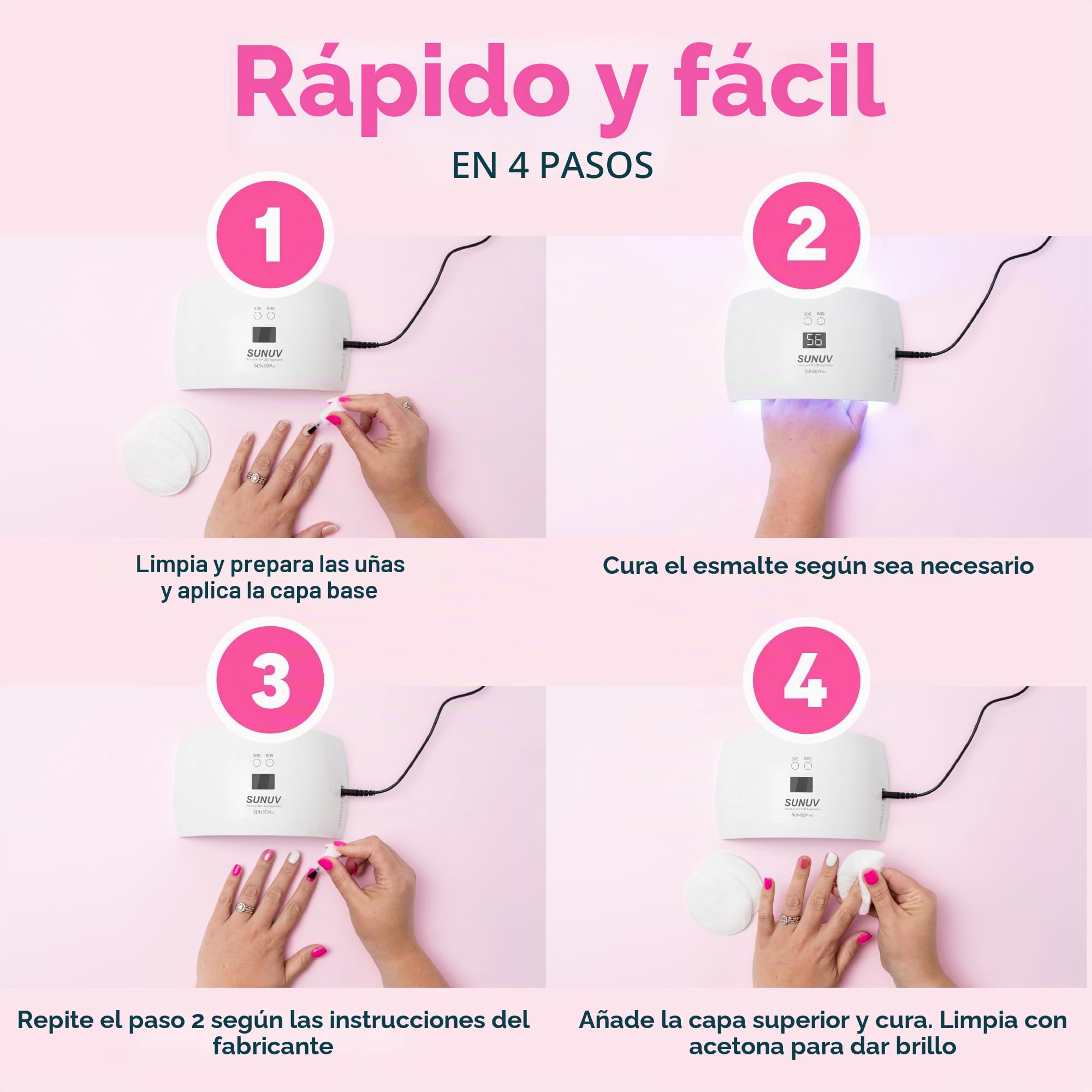 Secador de uñas LED UV SUNUV, lámpara de para uñas de gel, lámpara UV LED de uñas de 30s/60s, temporizador de infrarrojos, para manicura y pedicura, para manicura y salón de belleza