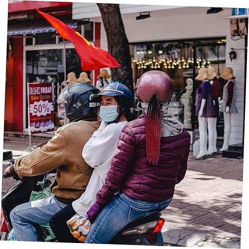 Miniatura 7 de Sosoport Casco para rastas de cola de caballo, adorno de bicicleta, casco de cola de caballo, trenza de cola de caballo, casco de motocicleta,