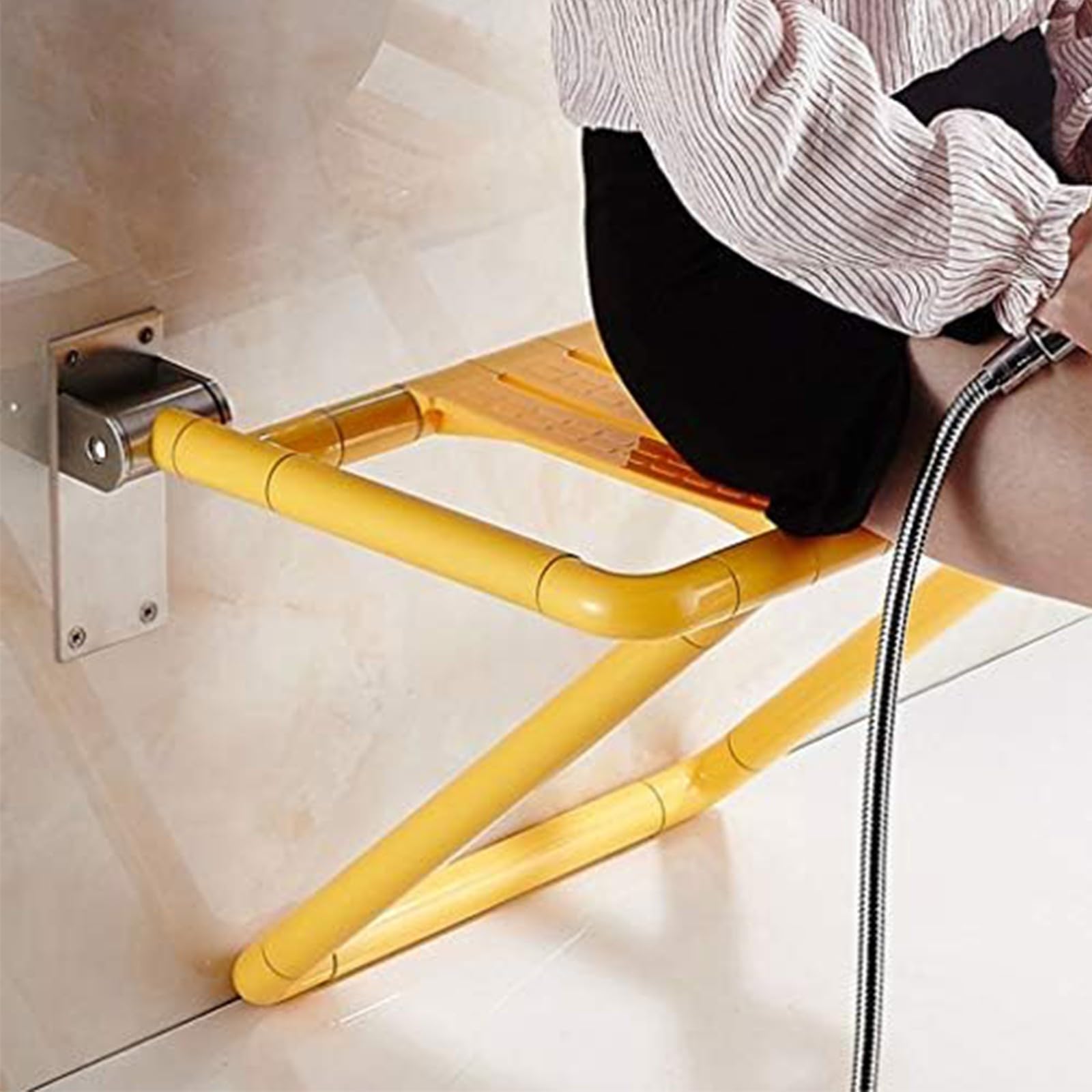 Silla Ducha Plegable,Asiento Ducha Plegable Pared Montada,Silla Abatible Ducha Montado en la Pared,Taburete Baño Banqueta Ducha para Personas Mayores Minusvalidos Adultos