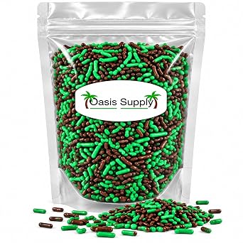 Oasis Supply Chocolate Mint Sprinkles for Ice Cream, Frozen Yogurt, Cupcakes, Cakes & Dessert Toppings Ready-to-Use Bakery Sprinkles for Sundaes, Cookies, Brownies & Party Treats, 8oz