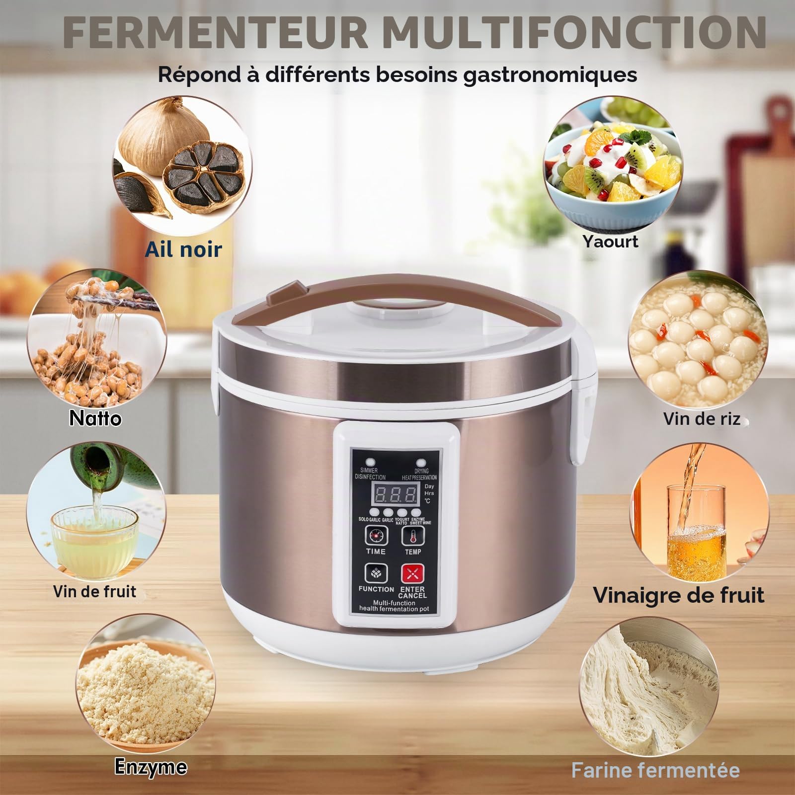 YUCHENGTECH Fermenteur Ail Noir Automatique 6L Fermenteur D'ail Noir Intelligent, Fermenteur pour Yogurt Tempeh e Natto avec Contrôle du Temps et de la Température - Contrôle de Séchage Indépendant