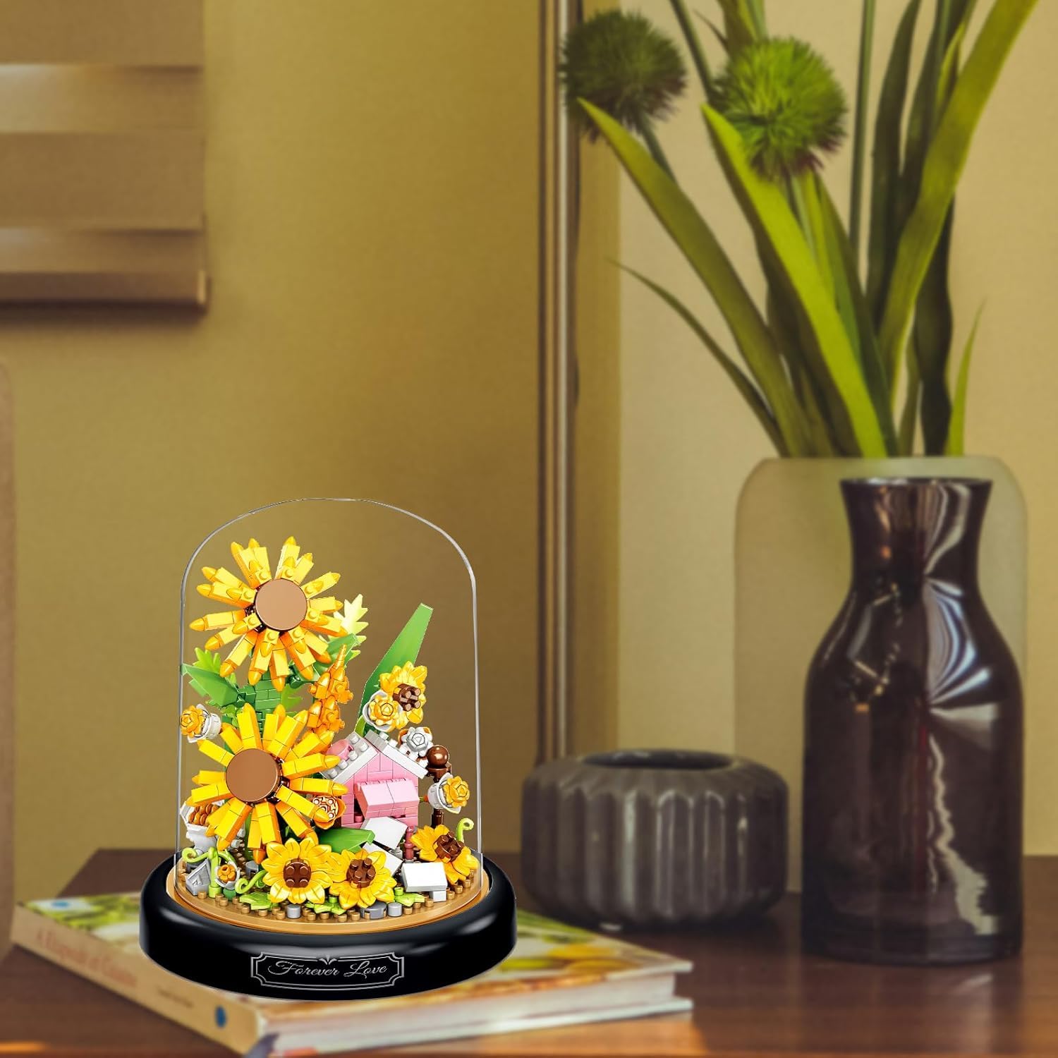 Flower Bouquet Building Block Set, DIY Artificial Flowers Building Kit with Dust Cover - Image 4