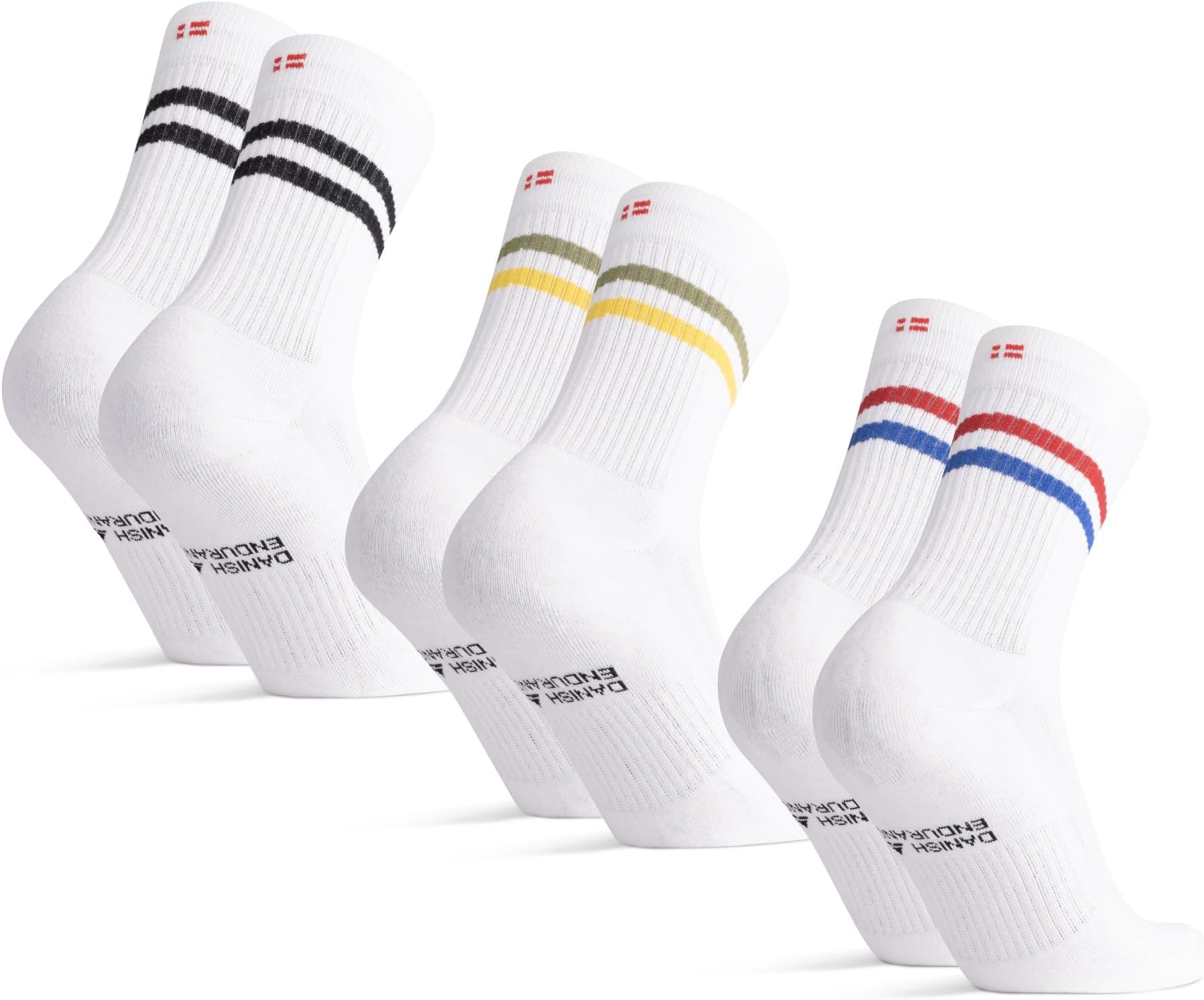 Tennis Crew Socks, Cotton Striped Sports Socks, Cushioned for the Gym, for Men & Women, 3 or 6 Pack