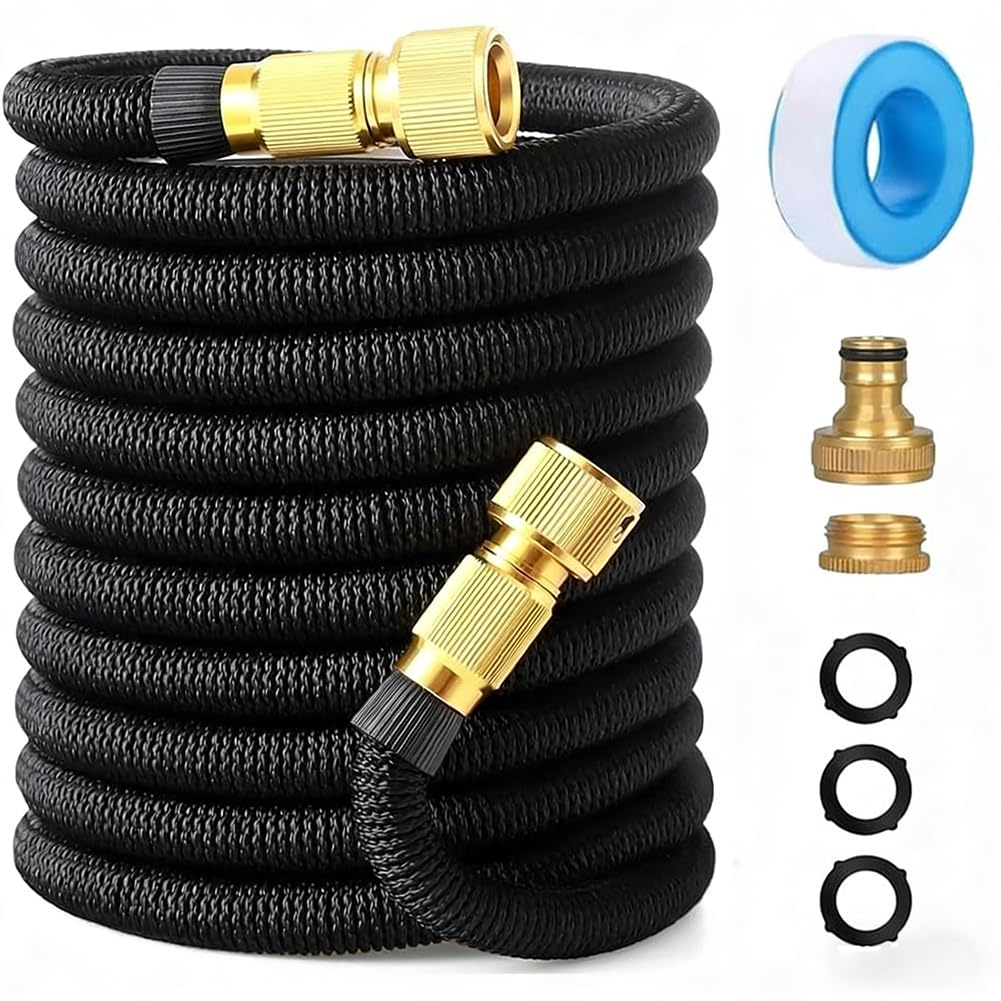 Manguera de jardín extensible profesional de 200 pies con accesorios de latón de 1/2 a 3/4 pulgadas, manguera de agua a prueba de fugas para lavado de mascotas y automóviles, limpieza, riego