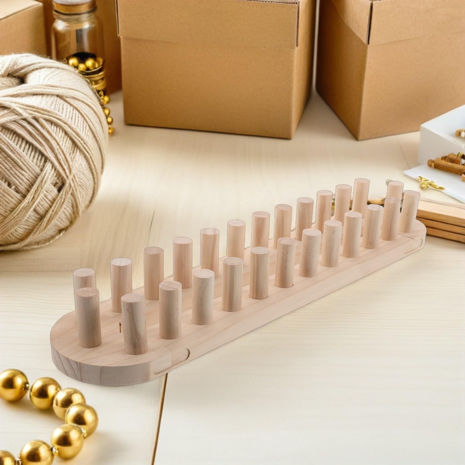 Alipis Métier à Tisser en Bois Modulable pour Débutants et Experts, Outil Polyvalent pour Tricoter Écharpes et Couvertures Épaisses, DIY et Décoration Canapé