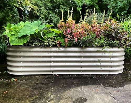 Miniatura 9 de Vego garden Kit de cama de jardín elevada, 17 pulgadas de alto, 6 en 1, modular de metal, para verduras, flores, patio, jardinera, caja de Blanco